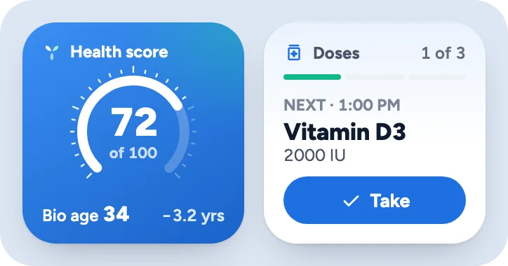 Score and doses widgets in light mode.